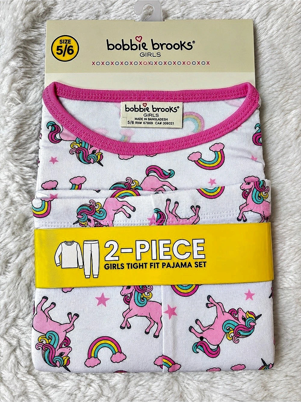 bobbŏe brooks 2-Piece Girls' Tight Fit Pajama Set Girls Pink Unicorn Pajama Set
